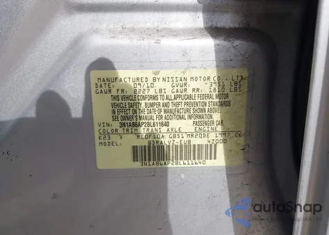 2011 Nissan Sentra 2.0Sl z USA, uszkodzony, nr VIN 3N1AB6AP2BL611640